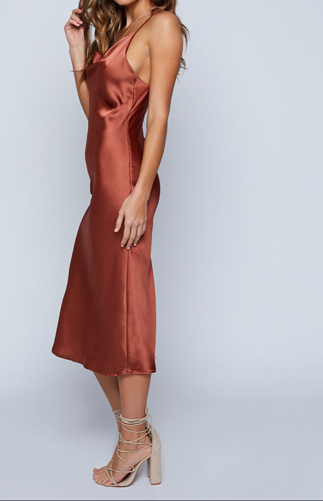 Vicenza Rust Slip Midi Dress