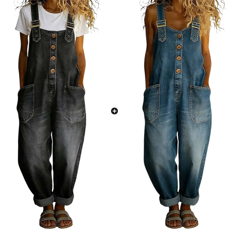 👖🔥 50% RABATT 💥 Damen Baggy Denim Latzhose mit Taschen – lässig, bequem & absolut im Trend