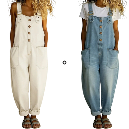 👖🔥 50% RABATT 💥 Damen Baggy Denim Latzhose mit Taschen – lässig, bequem & absolut im Trend