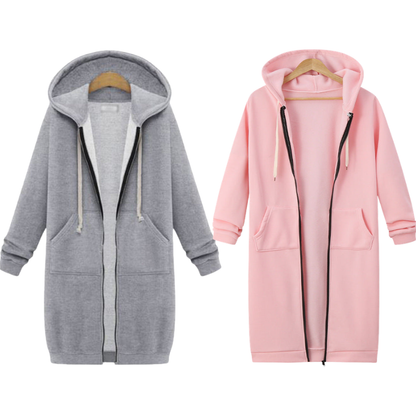 🔥✨Damen Fleece‑Kapuzenpullover mit Reißverschluss