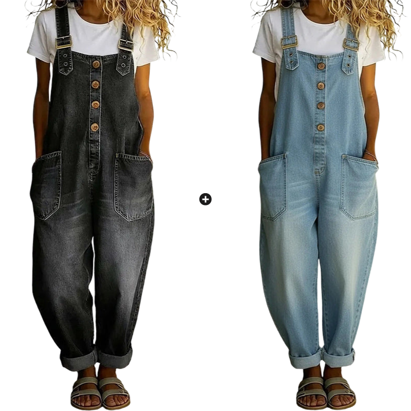 👖🔥 50% RABATT 💥 Damen Baggy Denim Latzhose mit Taschen – lässig, bequem & absolut im Trend