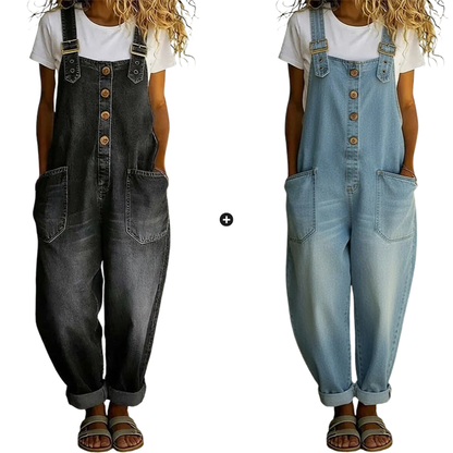 👖🔥 50% RABATT 💥 Damen Baggy Denim Latzhose mit Taschen – lässig, bequem & absolut im Trend