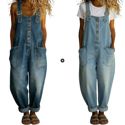 👖🔥 50% RABATT 💥 Damen Baggy Denim Latzhose mit Taschen – lässig, bequem & absolut im Trend