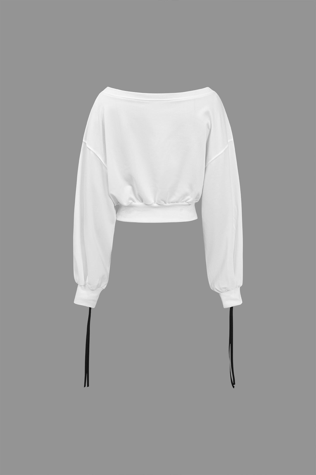 Retro White Sweatshirt with Contrast and Ties