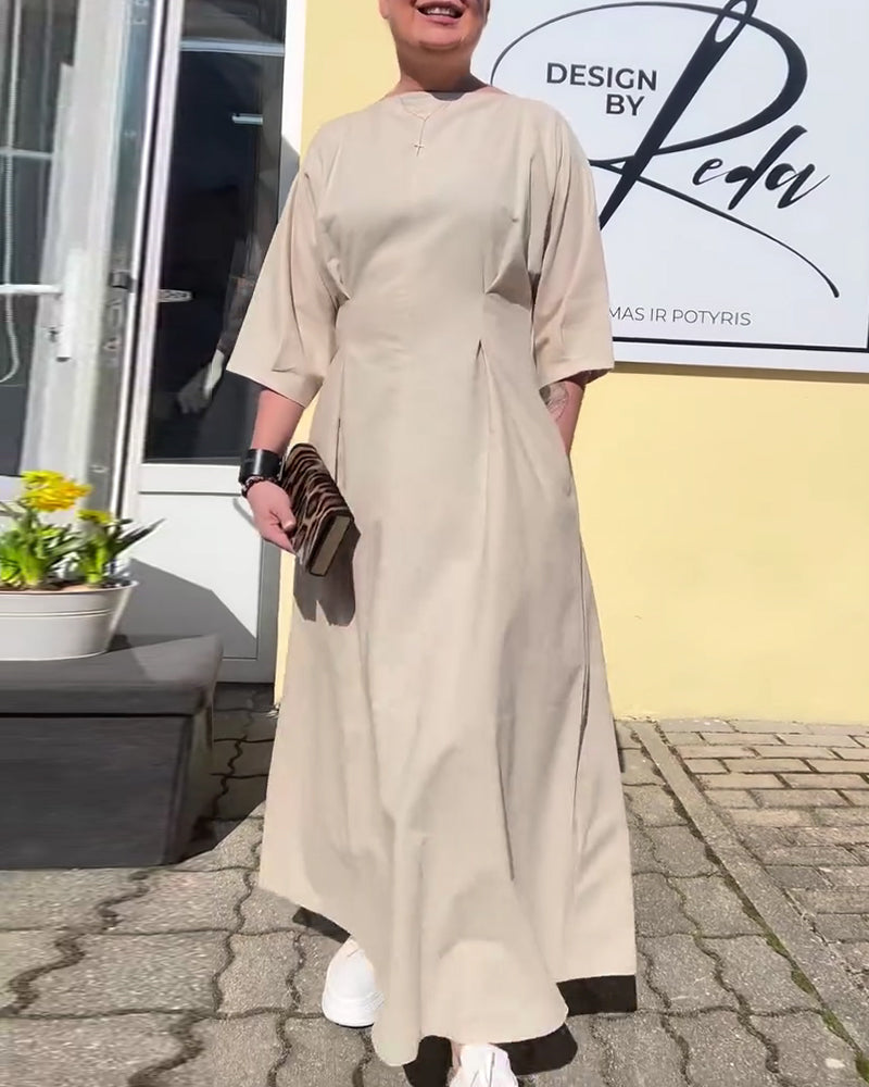 Kleid Rundhalsausschnitt tailliert Mode