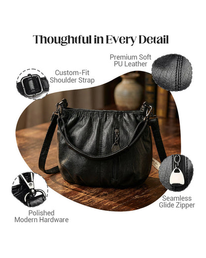 Handtasche Casual Gefaltet Eimer Weiches Leder