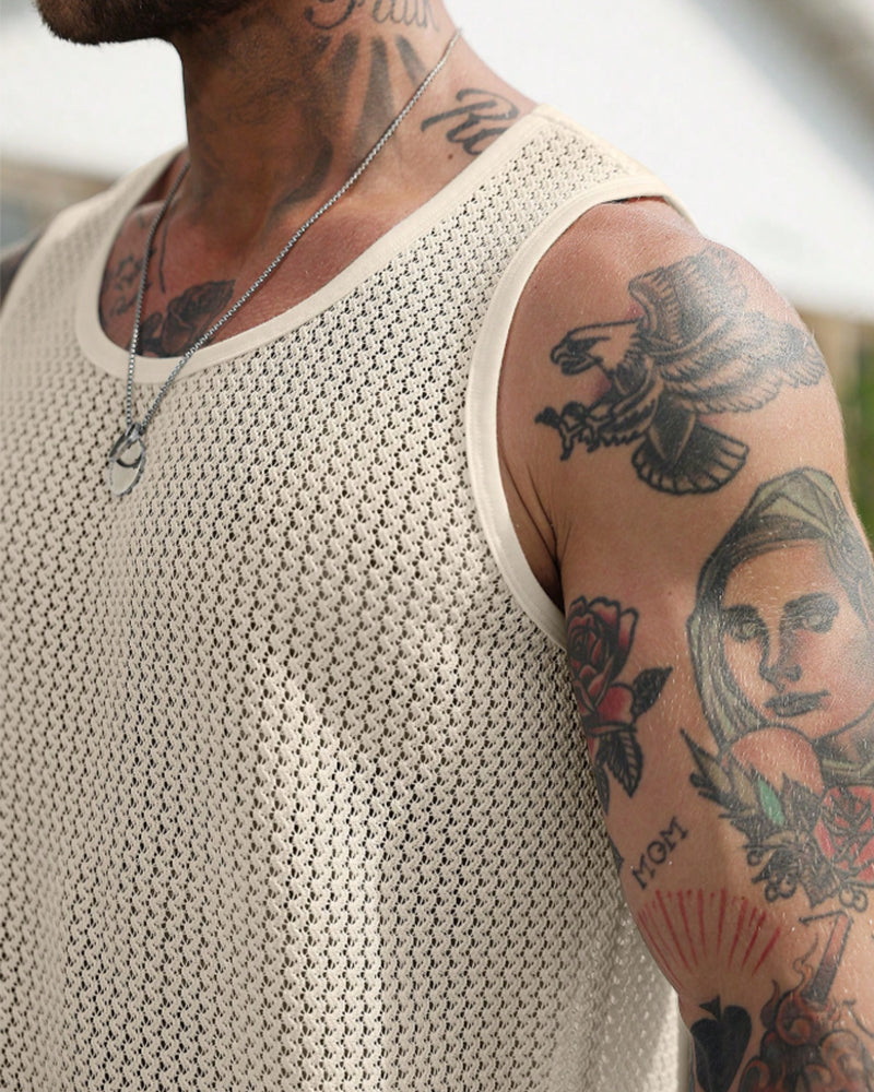 Tank Top Netz Hohl Aus