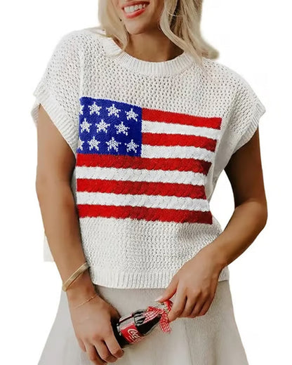 Pullover Flaggenmuster Rundhals