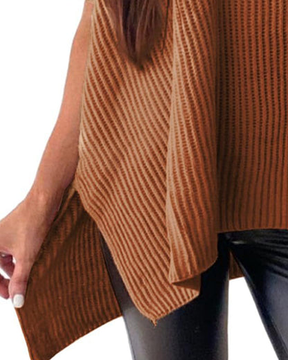 Pullover Einfarbig Rundhalsausschnitt Fledermausärmel