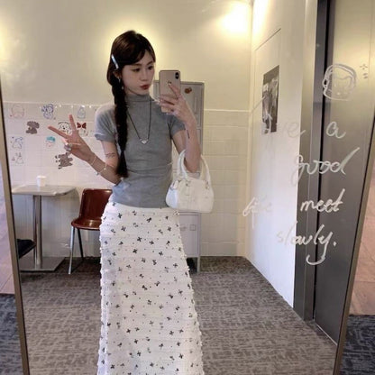 Floral Lace Maxi Skirt for Women - Olimpia