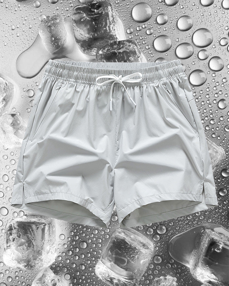 Shorts Männer Elastischer Bund Tasche Schnelltrocknend Eis-Seide Sport