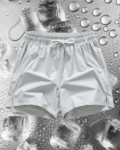 Shorts Männer Elastischer Bund Tasche Schnelltrocknend Eis-Seide Sport