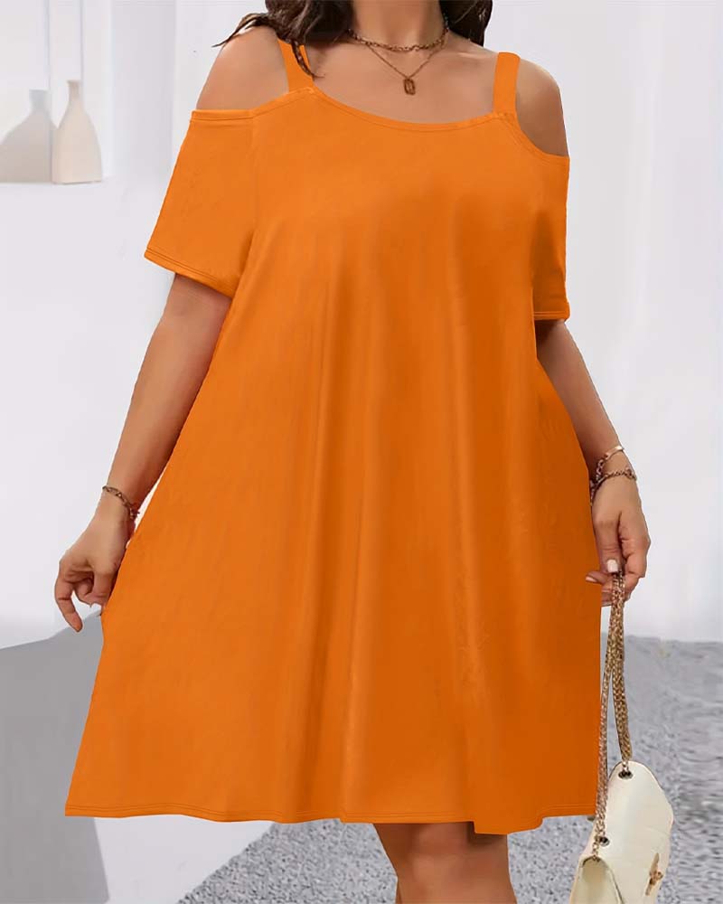 Kleid Einfarbig Off-Shoulder A-Linie