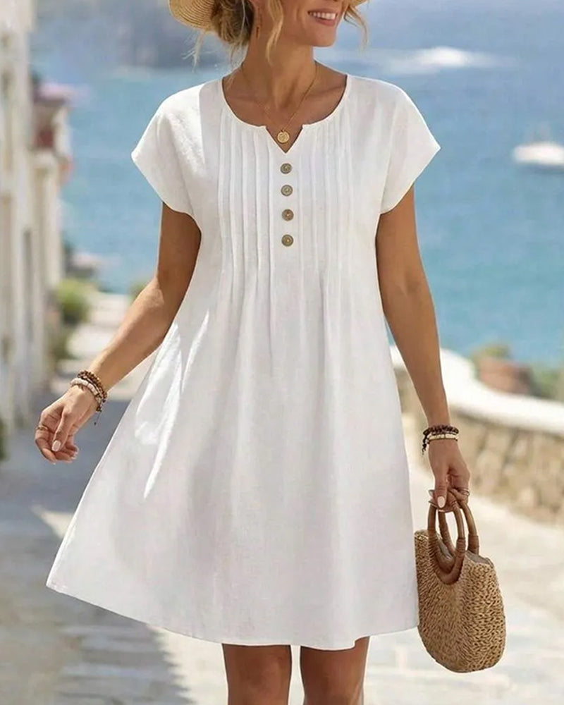 Kleid kleiner V-Ausschnitt plissiert