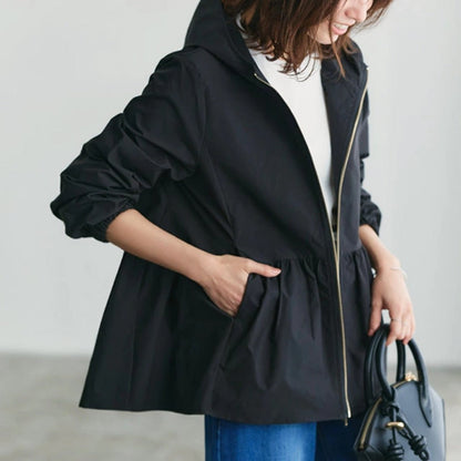 Hooded Long Sleeve Jacket with Pockets for Women - Fernanda