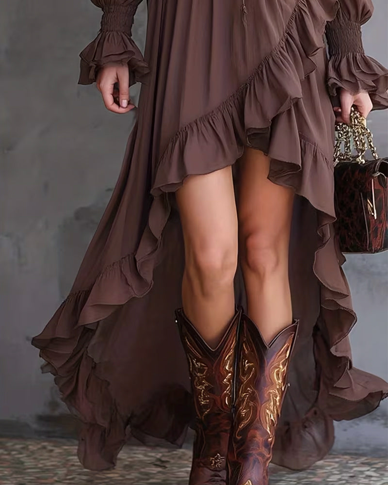 Kleid V-Ausschnitt Tupfendruck Taille