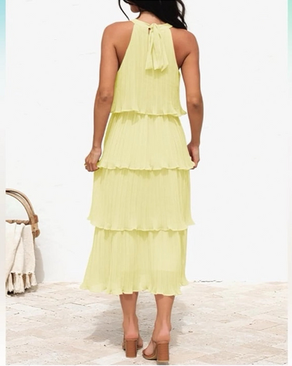 Elegantes Halstuch-Maxi-Kleid Blumig Gestuftet