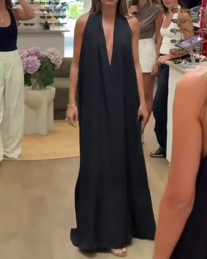 Kleid Elegant Ärmellos Bodenlang