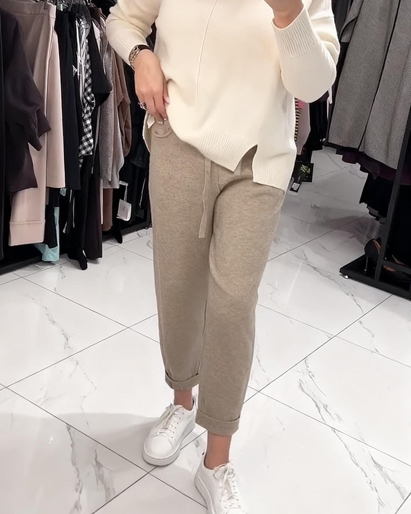 Hose Schnürung Gestrickt Gekürzt