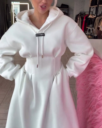 Kleid Modisch Kapuzen Tailliert