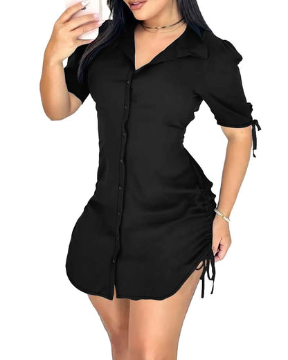 Kleid Taille Binden Hemd