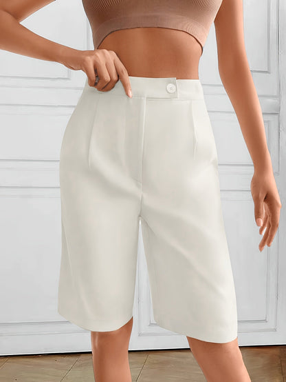 White high waisted Bermuda shorts - Clara