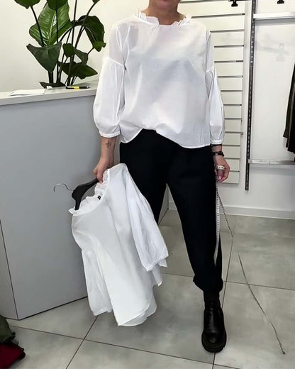 Bluse Laternenärmel Pilz Spitze