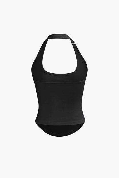 Klassisches Halter Geschwungenem Saum Tanktop