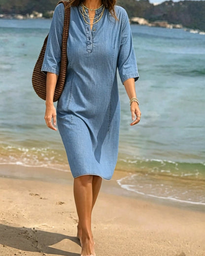 Kleid Locker Gerade Denim