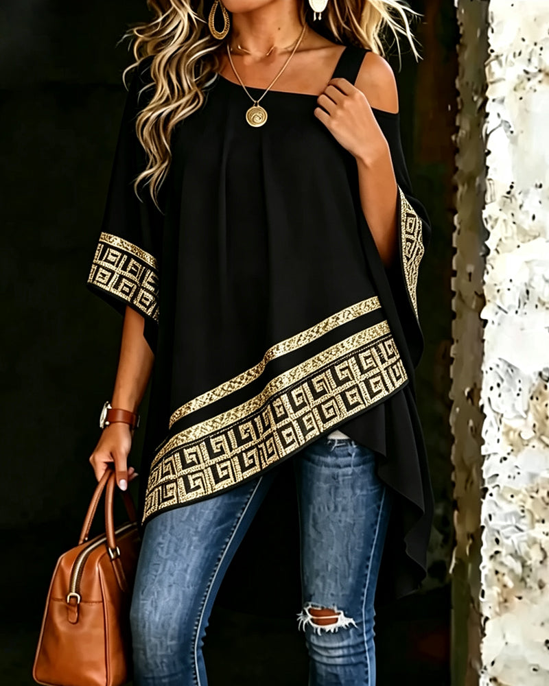 Bluse Schulterfrei Mode Asymmetrisch