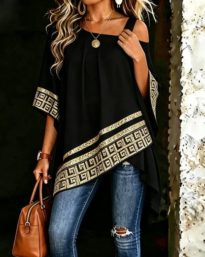 Bluse Schulterfrei Mode Asymmetrisch