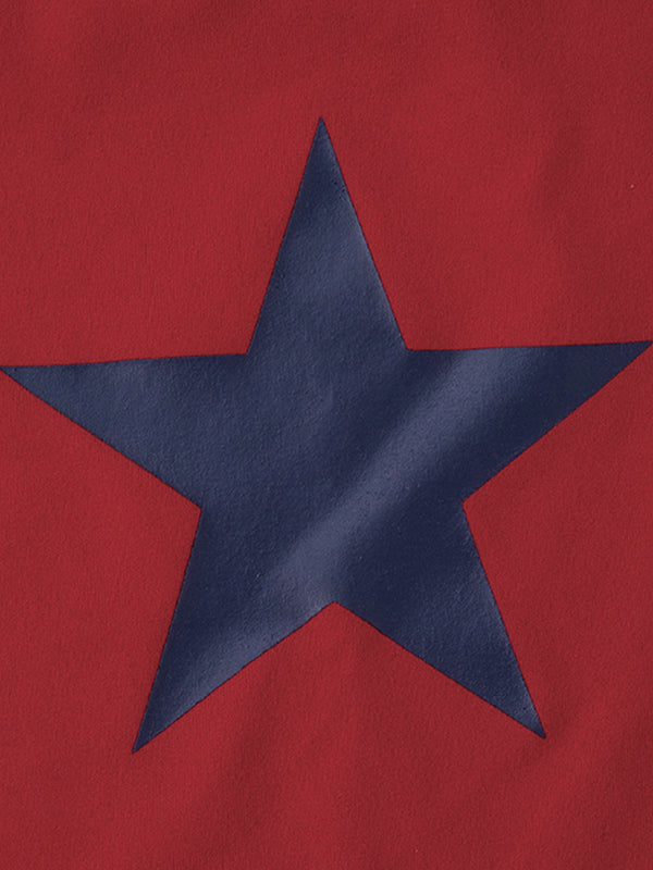 Rotes Y2k Ein Schulter Stern Langarm Shirt