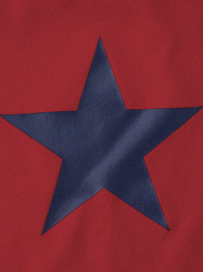 Rotes Y2k Ein Schulter Stern Langarm Shirt