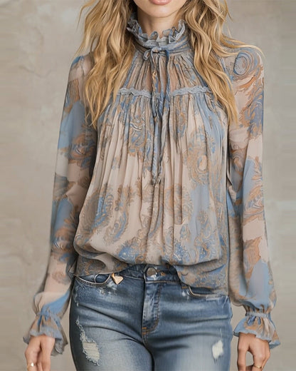 Bluse Boho-Stil Cashew-Blume Stilvoll
