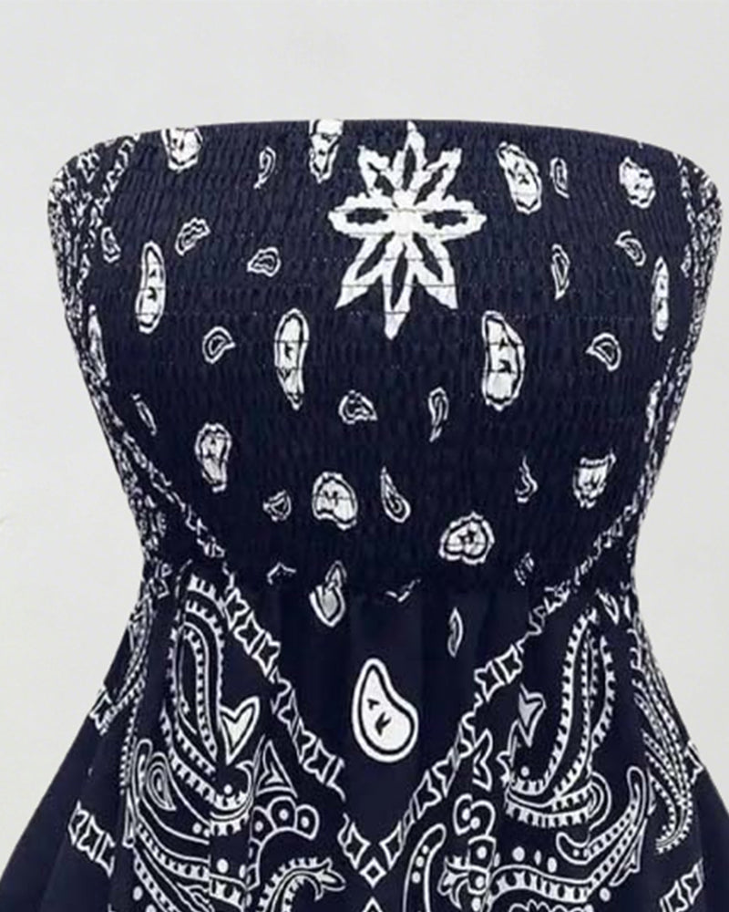 Bluse Paisley Bandeau Asymmetrisch