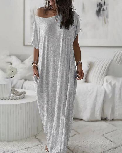 Kleid Unifarben Lang Casual