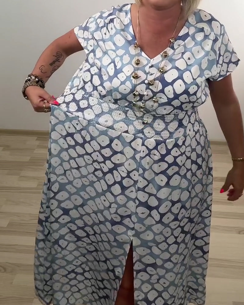 Kleid Elegante Raffinierte Geometrischer Druck Schlitz