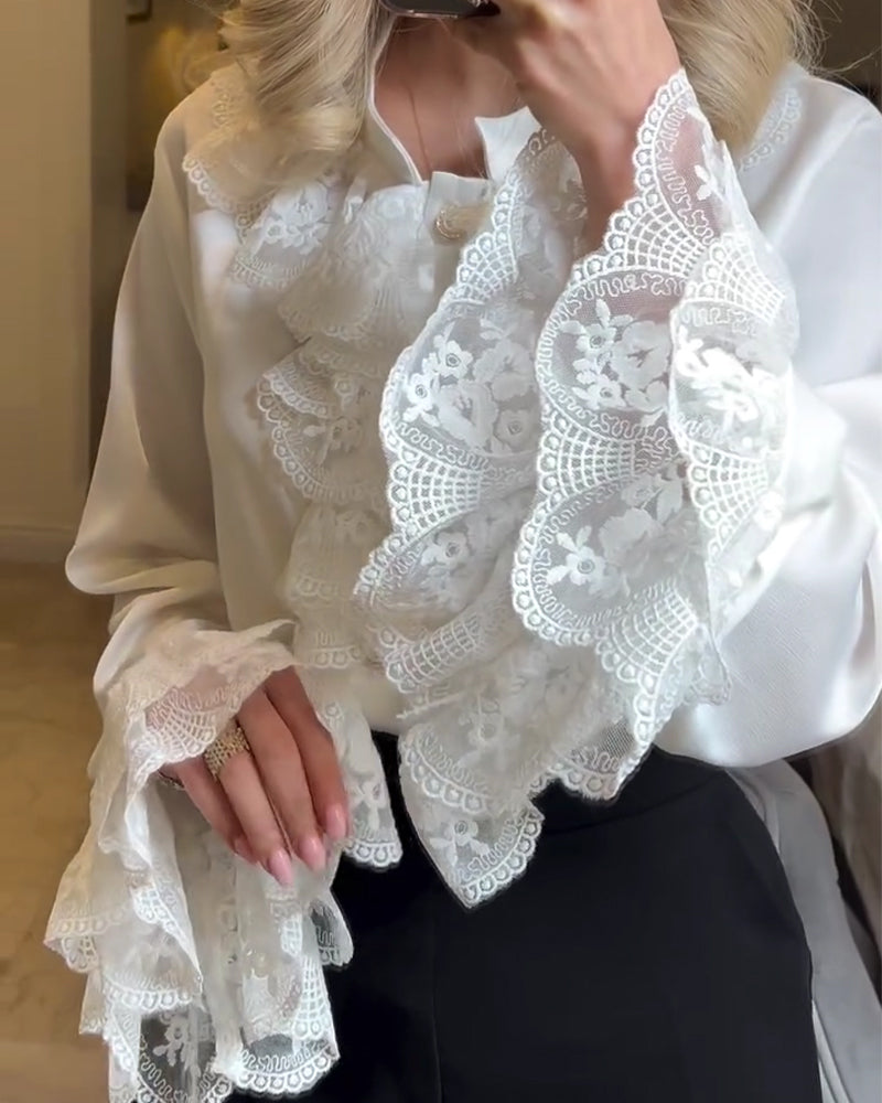 Bluse Stilvoll Rüschendesign