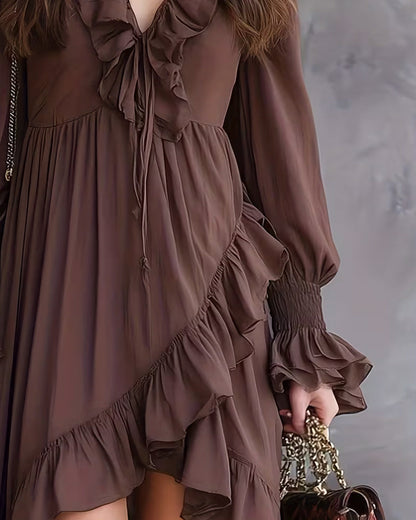 Kleid V-Ausschnitt Tupfendruck Taille