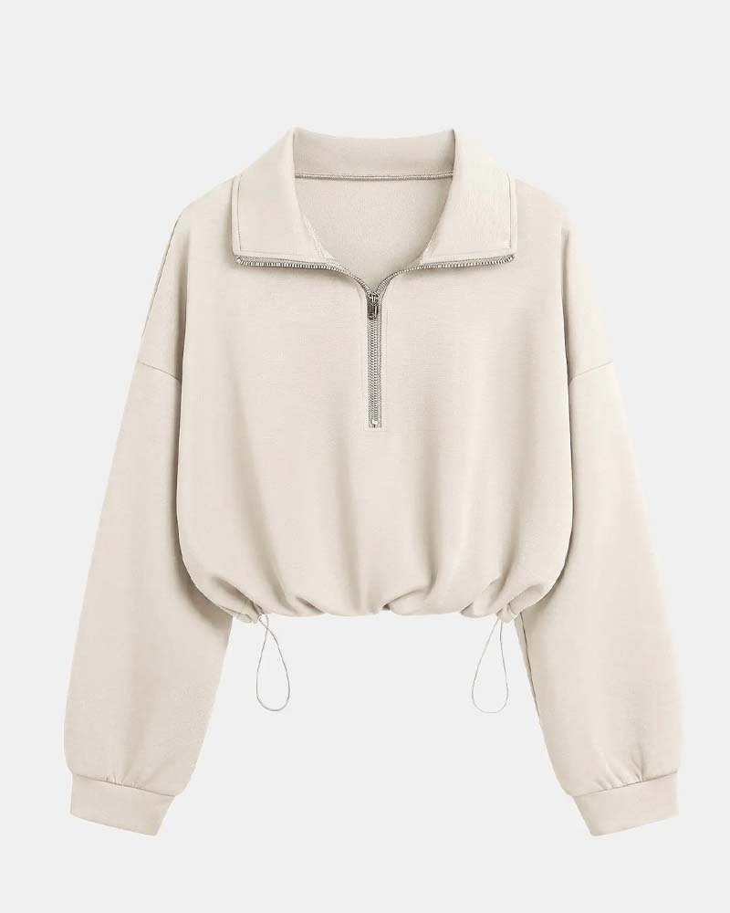 Sweatshirts Reißverschluss Taille Langarm