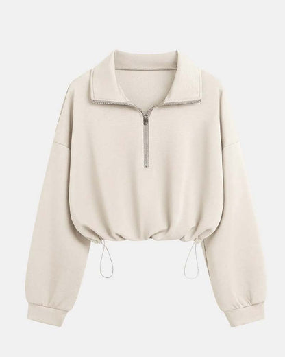 Sweatshirts Reißverschluss Taille Langarm
