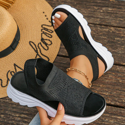 Atmungsaktive Plateau-Sandalen aus Mesh für Damen