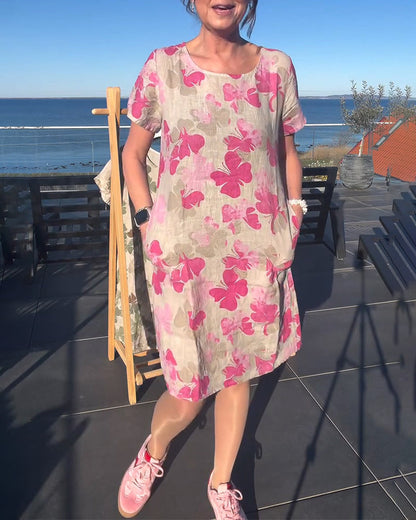 Kleid Lässig Schmetterlingsdruck