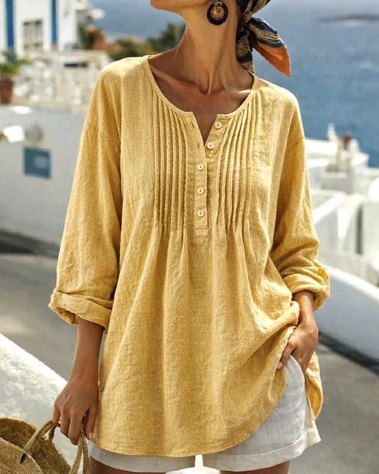 Bluse Geknittert Midikurz Freizeit