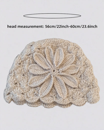Handgemachte Gehäkelte Blumige Strickmütze