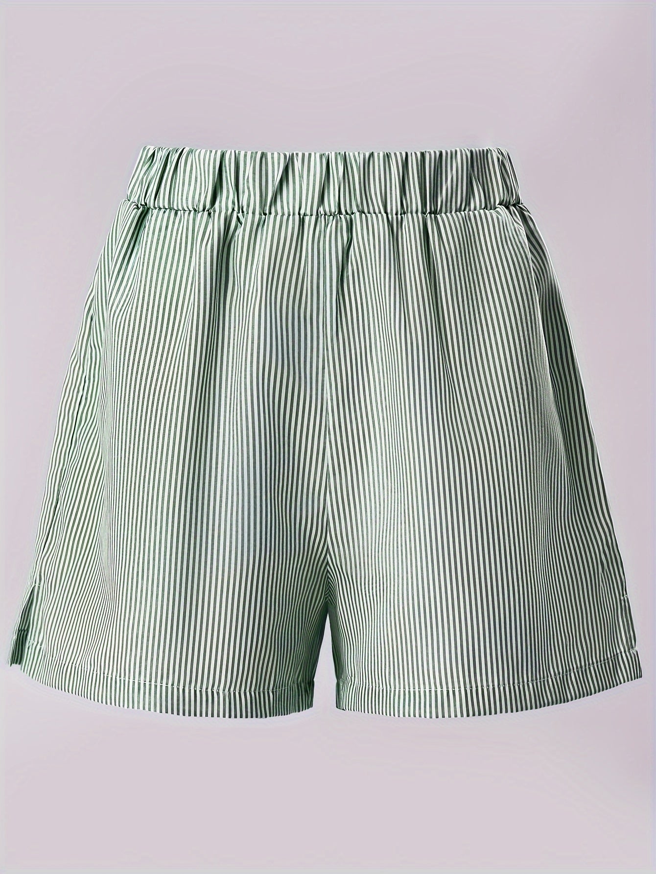 Striped Pink Shorts with Elastic Waistband - Ava