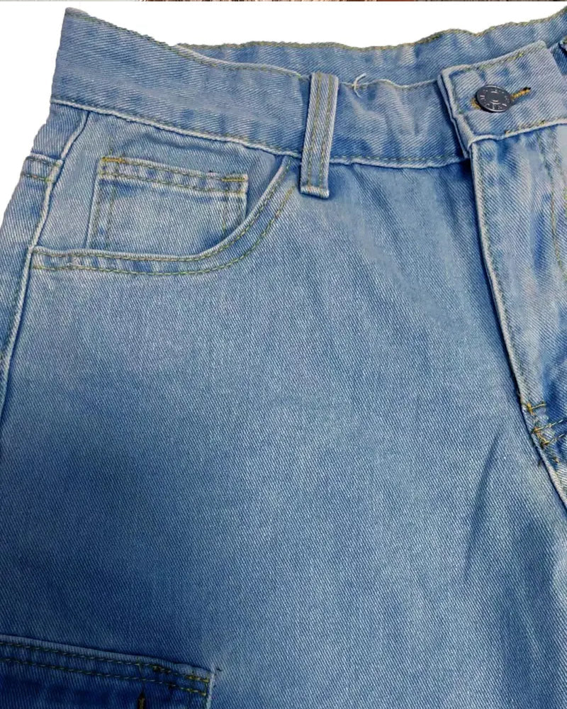 Jeans Herren Locker Solid Klappe Tasche Cargo Denim