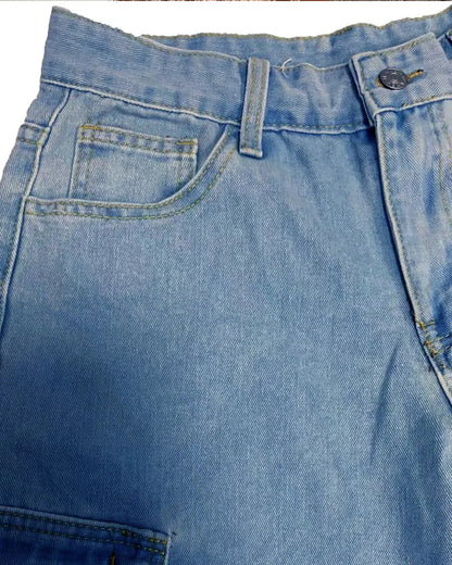 Jeans Herren Locker Solid Klappe Tasche Cargo Denim
