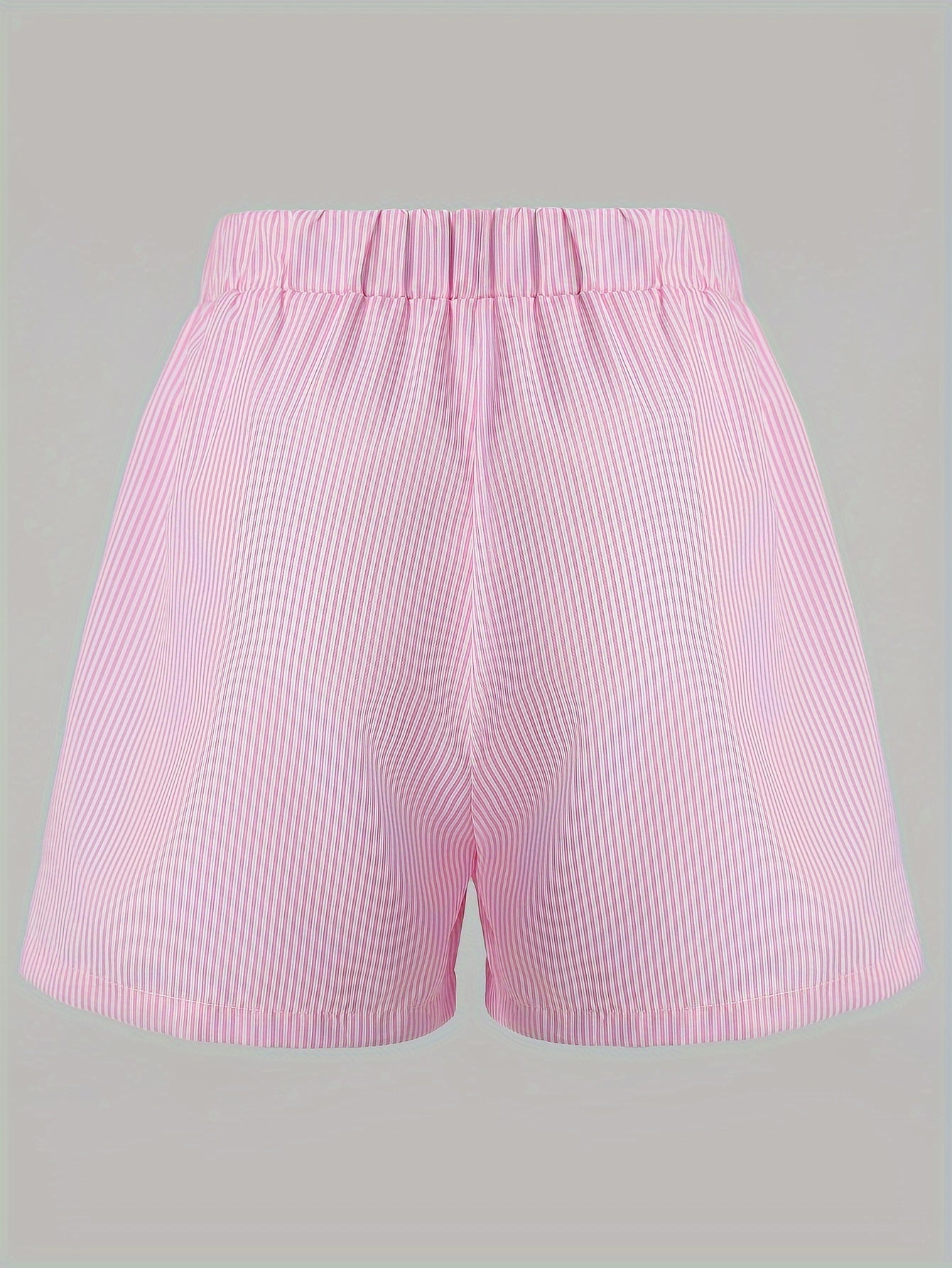 Striped Pink Shorts with Elastic Waistband - Ava