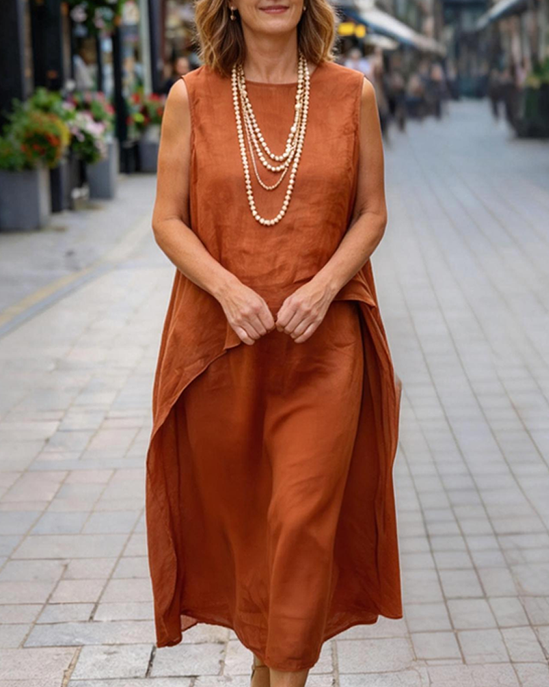 Kleid ärmellos lässig einfarbig A-Linie